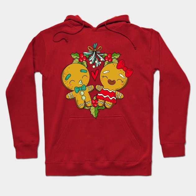 Mistletoe Gingerbread Christmas Reef Hoodie by Nova5